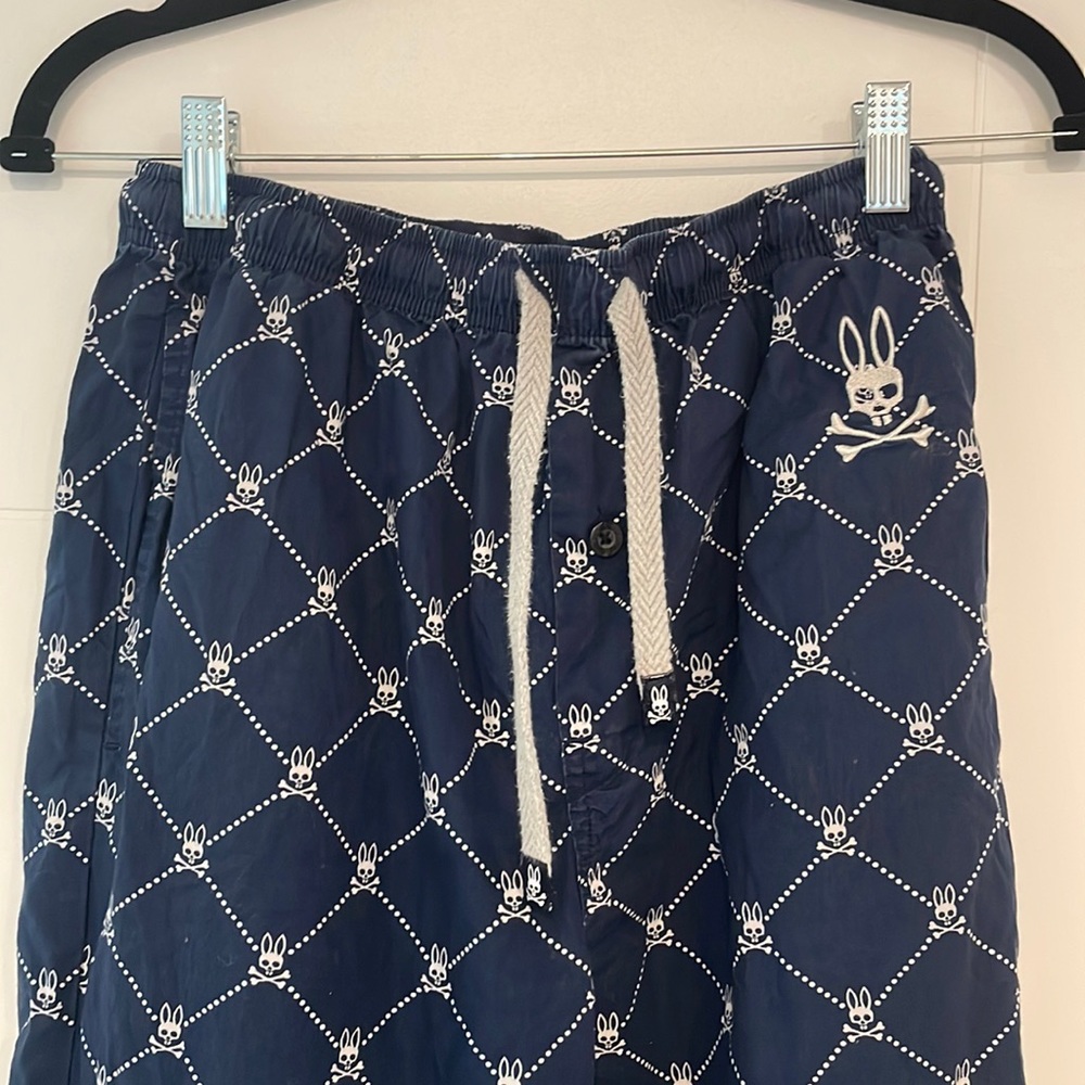 Psycho Bunny Men’s Pajama Pants Size Small Blue and White